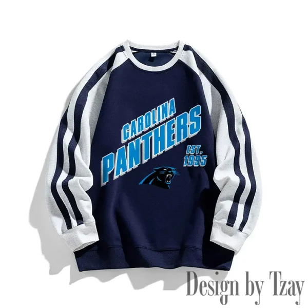 Carolina Panthers Striped Round Neck Sweatshirt SPTSRNSW005 - Image 3