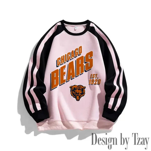 Chicago Bears Striped Round Neck Sweatshirt SPTSRNSW006