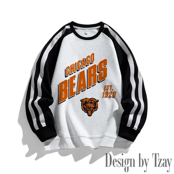 Chicago Bears Striped Round Neck Sweatshirt SPTSRNSW006 - Image 2