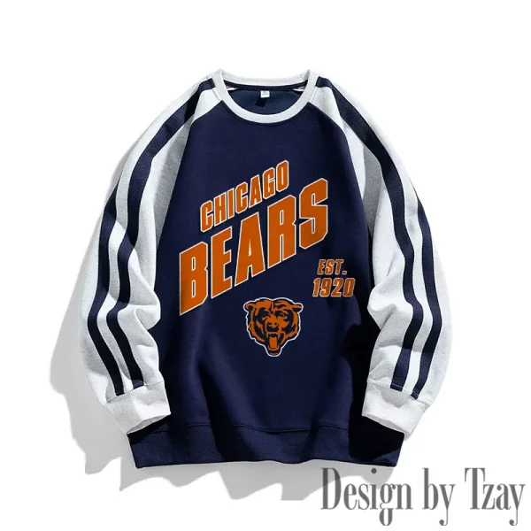 Chicago Bears Striped Round Neck Sweatshirt SPTSRNSW006 - Image 3