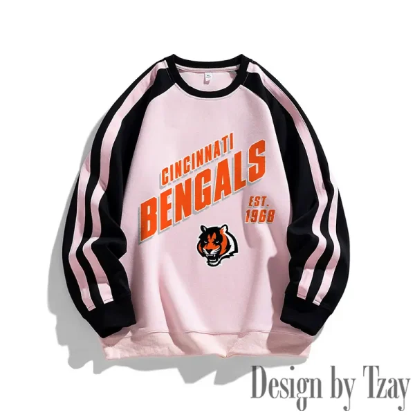Cincinnati Bengals Striped Round Neck Sweatshirt SPTSRNSW007