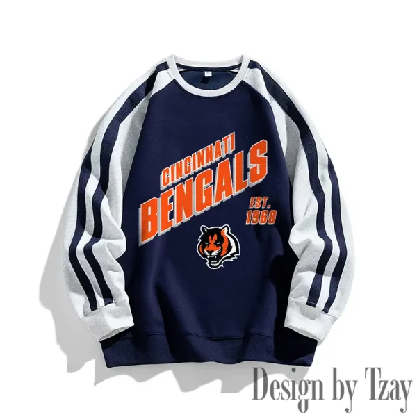 Cincinnati Bengals Striped Round Neck Sweatshirt SPTSRNSW007 - Image 2