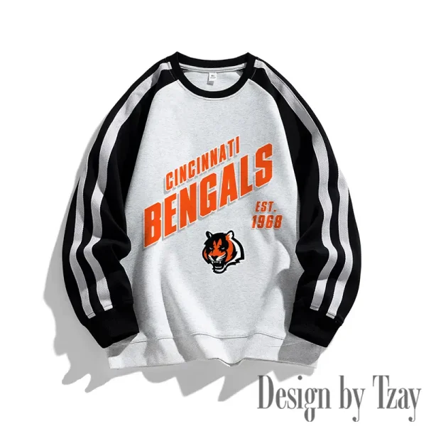 Cincinnati Bengals Striped Round Neck Sweatshirt SPTSRNSW007 - Image 3