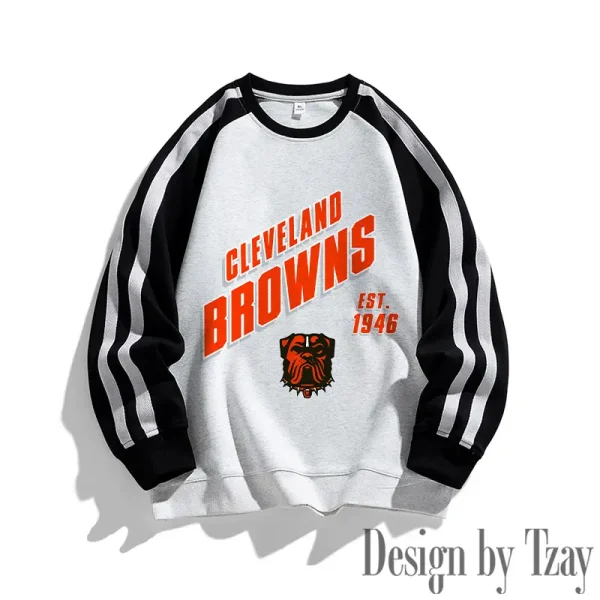 Cleveland Browns Striped Round Neck Sweatshirt SPTSRNSW008