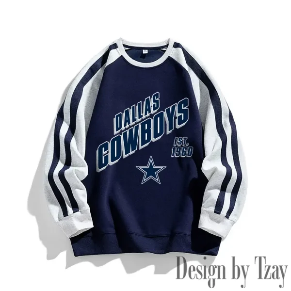 Dallas Cowboys Striped Round Neck Sweatshirt SPTSRNSW009