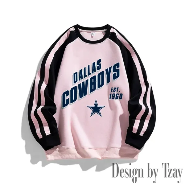 Dallas Cowboys Striped Round Neck Sweatshirt SPTSRNSW009 - Image 2