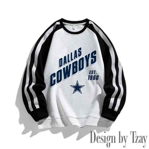 Dallas Cowboys Striped Round Neck Sweatshirt SPTSRNSW009 - Image 3