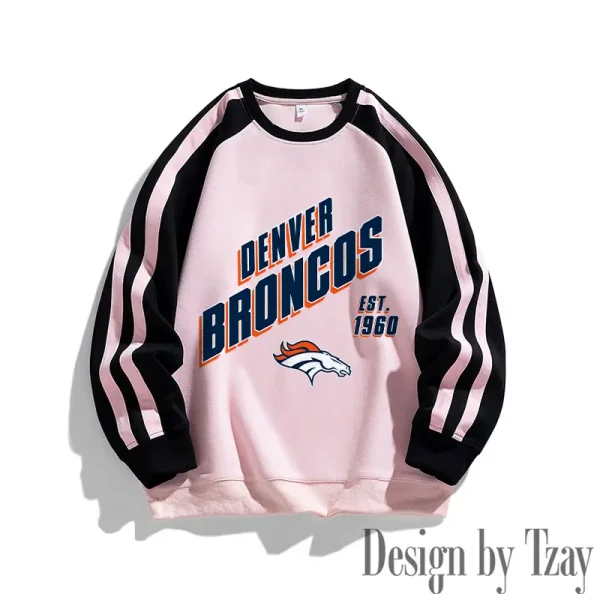 Denver Broncos Striped Round Neck Sweatshirt SPTSRNSW010