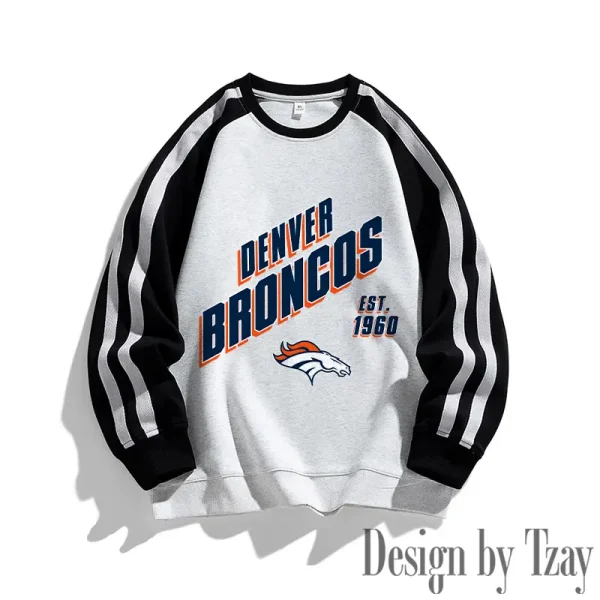 Denver Broncos Striped Round Neck Sweatshirt SPTSRNSW010 - Image 2