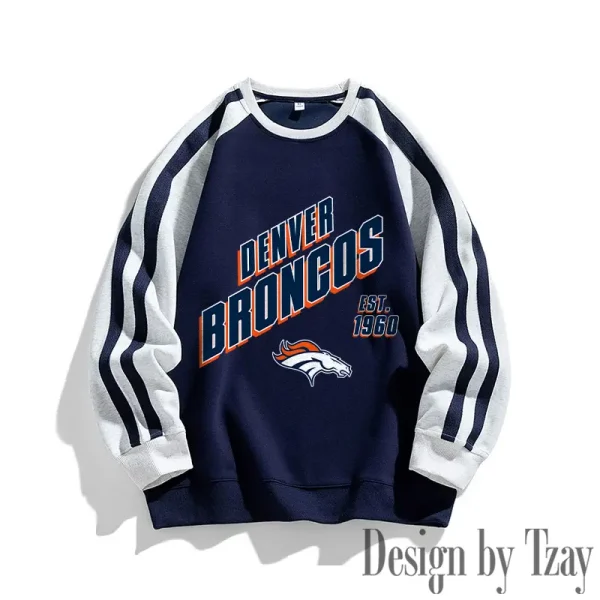 Denver Broncos Striped Round Neck Sweatshirt SPTSRNSW010 - Image 3