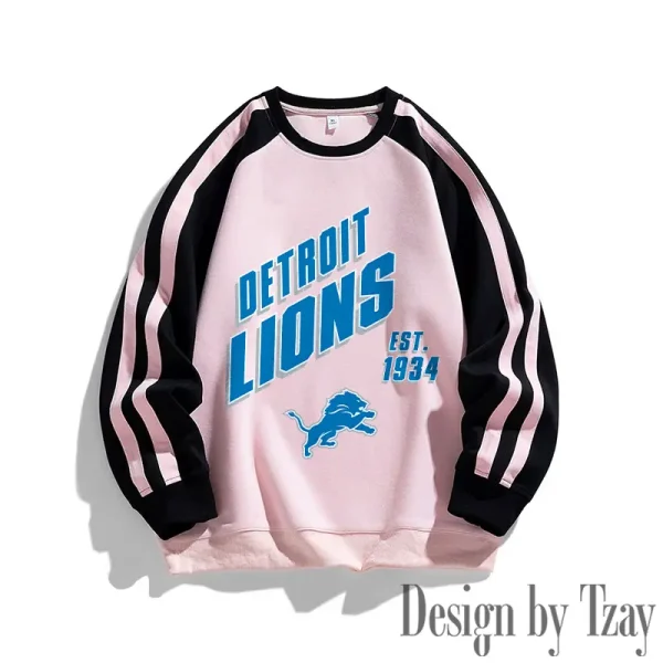 Detroit Lions Striped Round Neck Sweatshirt SPTSRNSW011 - Image 2