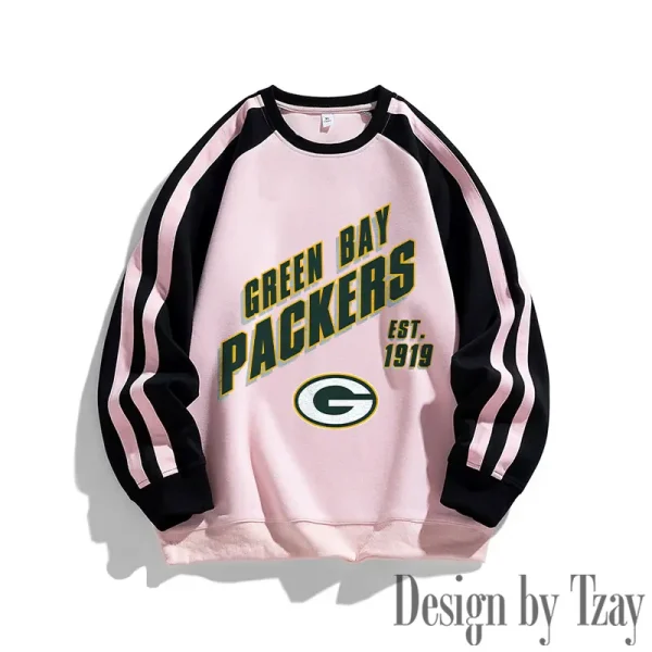 Green Bay Packers Striped Round Neck Sweatshirt SPTSRNSW012 - Image 2