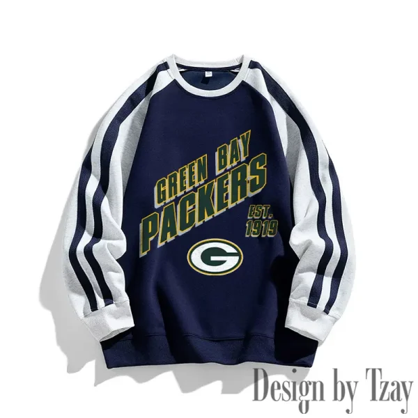 Green Bay Packers Striped Round Neck Sweatshirt SPTSRNSW012 - Image 3