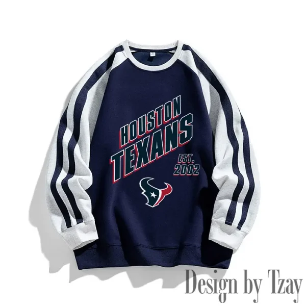 Houston Texans Striped Round Neck Sweatshirt SPTSRNSW013