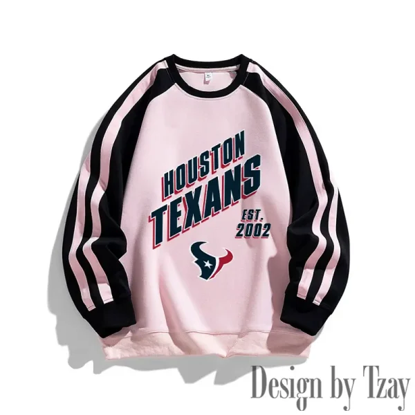 Houston Texans Striped Round Neck Sweatshirt SPTSRNSW013 - Image 3