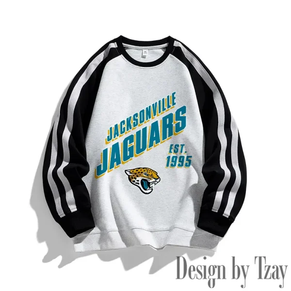 Jacksonville Jaguars Striped Round Neck Sweatshirt SPTSRNSW015