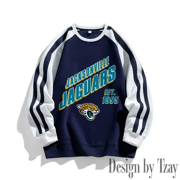 Jacksonville Jaguars Striped Round Neck Sweatshirt SPTSRNSW015 - Image 2