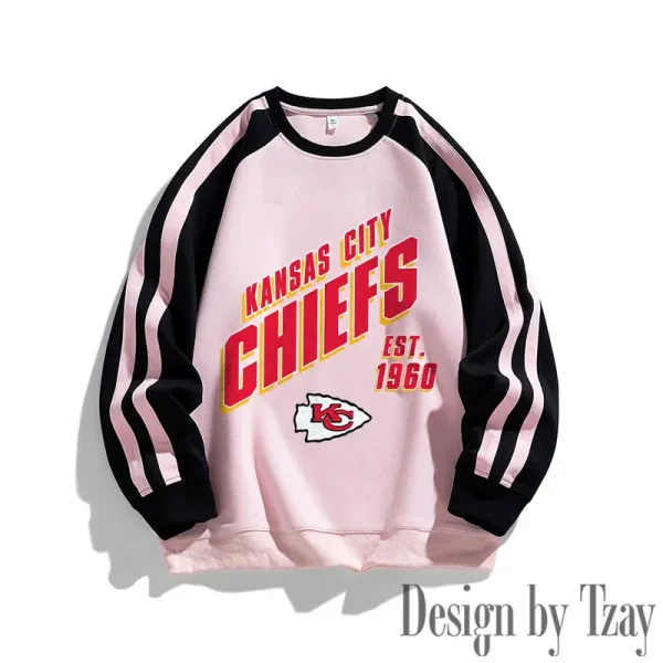 Kansas City Chiefs Striped Round Neck Sweatshirt SPTSRNSW016