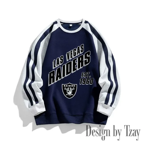 Las Vegas Raiders Striped Round Neck Sweatshirt SPTSRNSW017