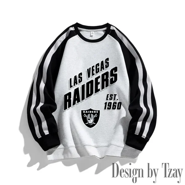 Las Vegas Raiders Striped Round Neck Sweatshirt SPTSRNSW017 - Image 3