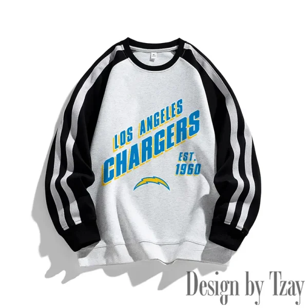 Los Angeles Chargers Striped Round Neck Sweatshirt SPTSRNSW018