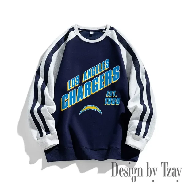 Los Angeles Chargers Striped Round Neck Sweatshirt SPTSRNSW018 - Image 3