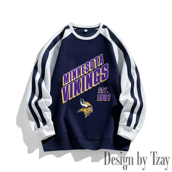Minnesota Vikings Striped Round Neck Sweatshirt SPTSRNSW021