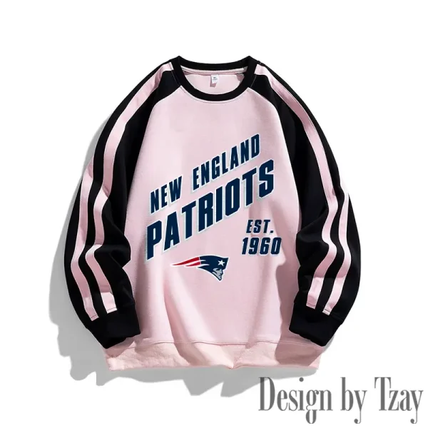 New England Patriots Striped Round Neck Sweatshirt SPTSRNSW022 - Image 2