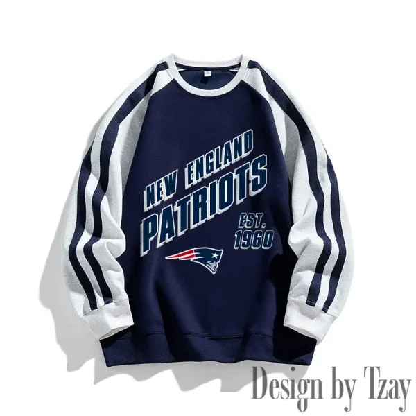New England Patriots Striped Round Neck Sweatshirt SPTSRNSW022