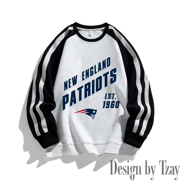New England Patriots Striped Round Neck Sweatshirt SPTSRNSW022 - Image 3