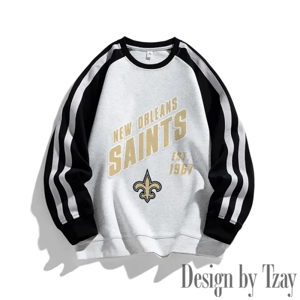New Orleans Saints Striped Round Neck Sweatshirt SPTSRNSW023