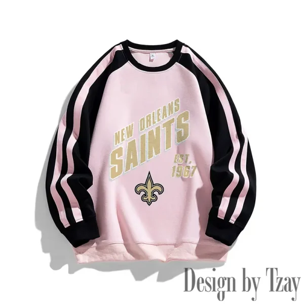 New Orleans Saints Striped Round Neck Sweatshirt SPTSRNSW023 - Image 3