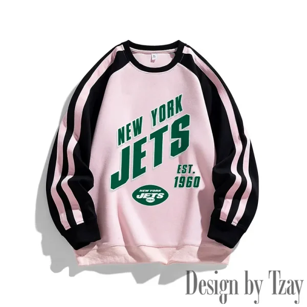 New York Jets Striped Round Neck Sweatshirt SPTSRNSW025 - Image 2