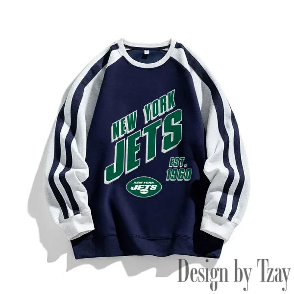 New York Jets Striped Round Neck Sweatshirt SPTSRNSW025 - Image 3
