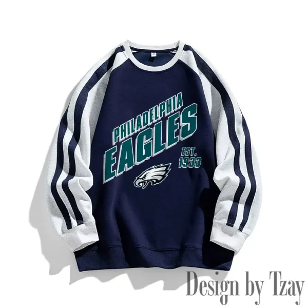 Philadelphia Eagles Striped Round Neck Sweatshirt SPTSRNSW026