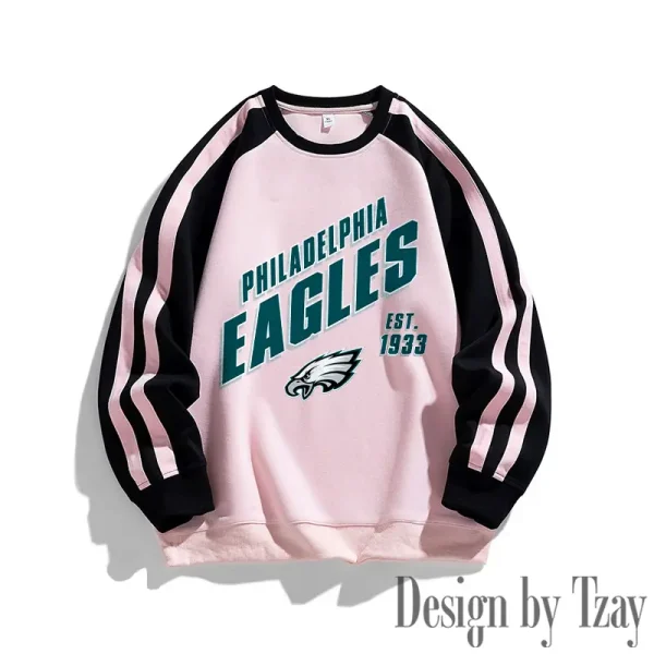 Philadelphia Eagles Striped Round Neck Sweatshirt SPTSRNSW026 - Image 2