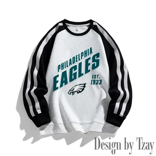 Philadelphia Eagles Striped Round Neck Sweatshirt SPTSRNSW026 - Image 3