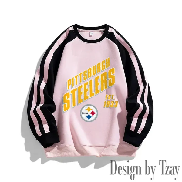 Pittsburgh Steelers Striped Round Neck Sweatshirt SPTSRNSW027 - Image 3