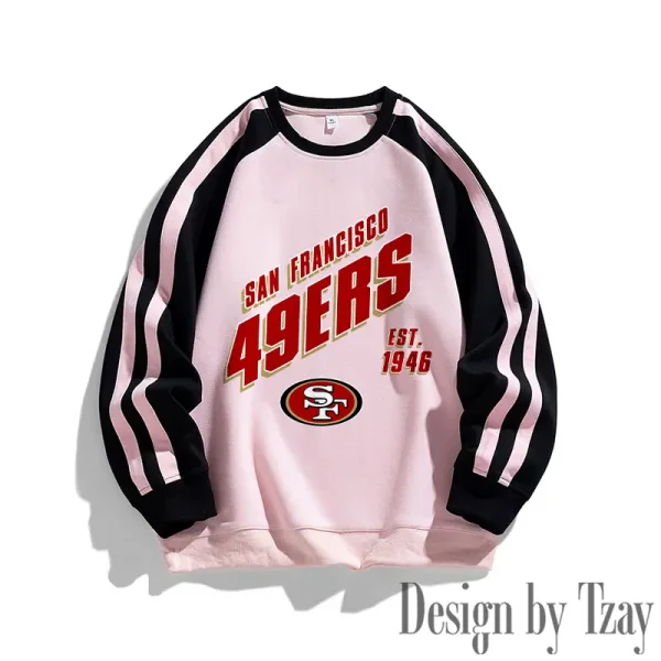 San Francisco 49ers Striped Round Neck Sweatshirt SPTSRNSW028
