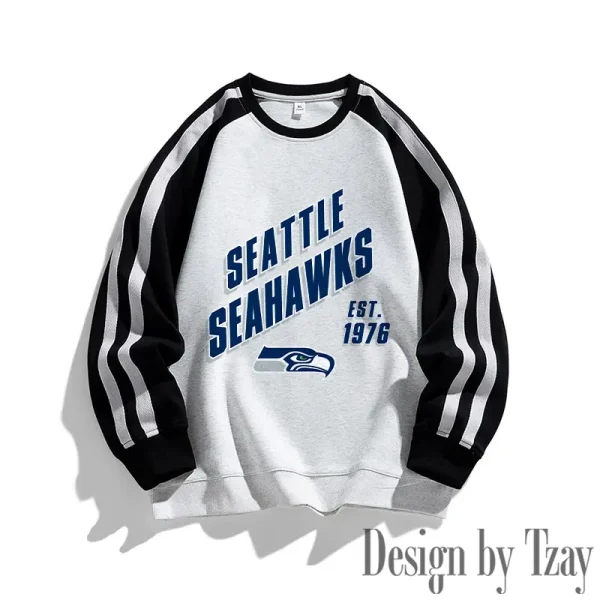 Seattle Seahawks Striped Round Neck Sweatshirt SPTSRNSW029