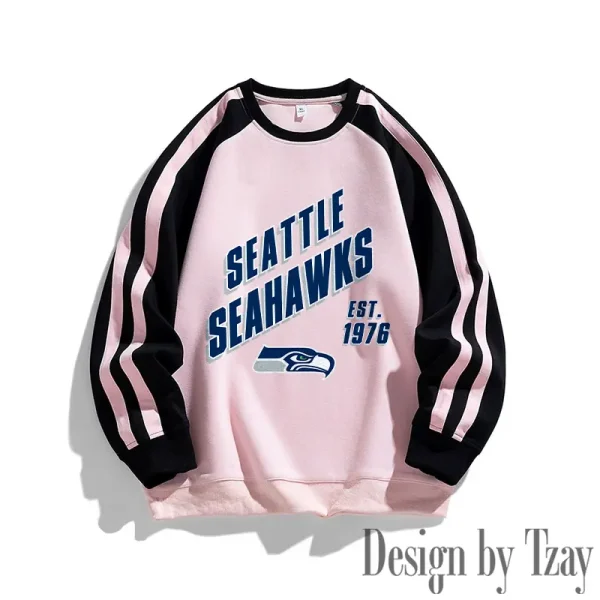 Seattle Seahawks Striped Round Neck Sweatshirt SPTSRNSW029 - Image 2