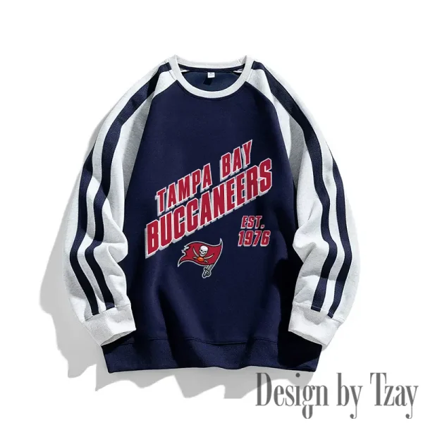 Tampa Bay Buccaneers Striped Round Neck Sweatshirt SPTSRNSW030 - Image 2