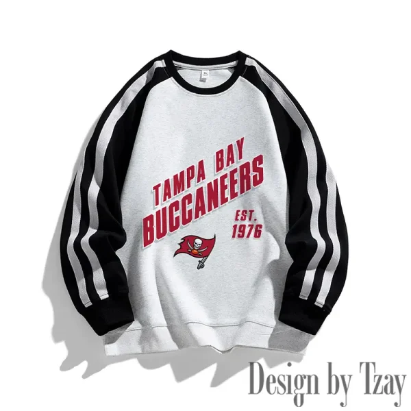 Tampa Bay Buccaneers Striped Round Neck Sweatshirt SPTSRNSW030 - Image 3