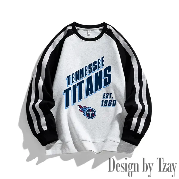 Tennessee Titans Striped Round Neck Sweatshirt SPTSRNSW031 - Image 2