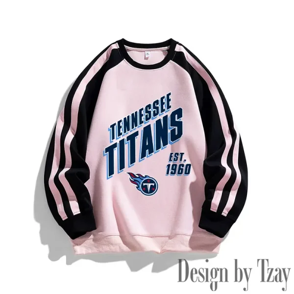 Tennessee Titans Striped Round Neck Sweatshirt SPTSRNSW031 - Image 3