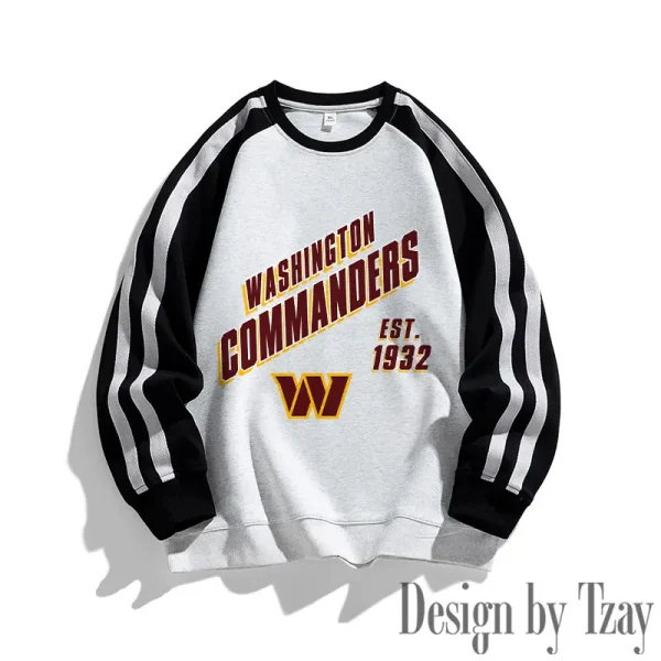 Washington Commanders Striped Round Neck Sweatshirt SPTSRNSW032