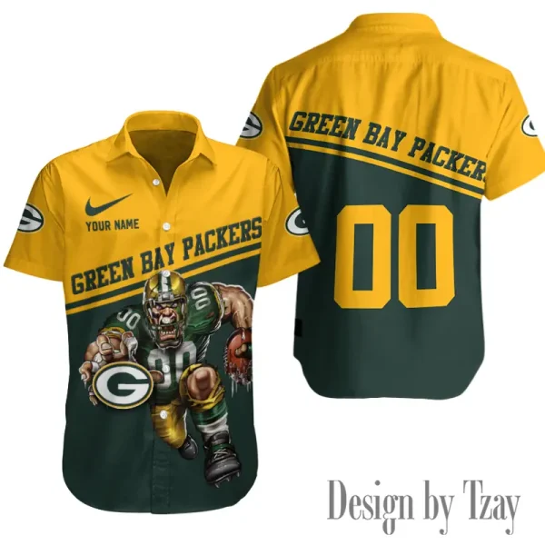 Green Bay Packers Button Shirt Summer Holiday Gift For Sports Enthusiast AZCBS278