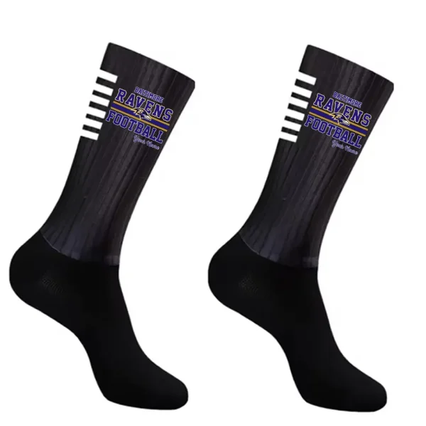 Baltimore Ravens Duo 2 Pack Pair Team Colors Large Men Crew Socks Gift SPTSOCKS050 - Image 4