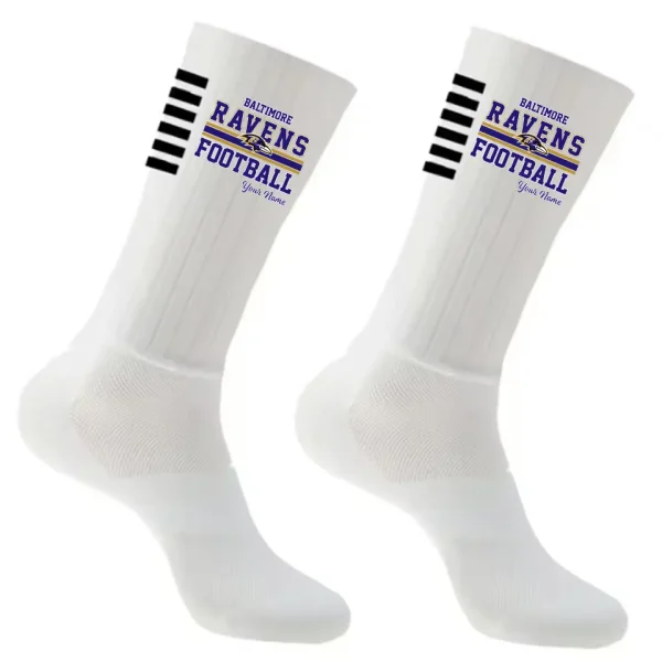Baltimore Ravens Duo 2 Pack Pair Team Colors Large Men Crew Socks Gift SPTSOCKS050 - Image 5