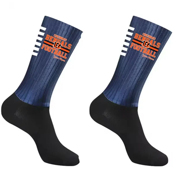 Cincinnati Bengals Duo 2 Pack Pair Team Colors Large Men Crew Socks Gift SPTSOCKS054 - Image 4